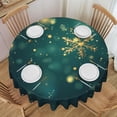 thumbnail image 1 of Round Tablecloth Teal Snowflake Winter Christmas 60 Inch Table Cover for Dining Polyester Cloth with Scalloped Edges Stain Resistance Kitchen Picnic Party Restaurant Decoration, 1 of 6