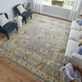 thumbnail image 2 of Feizy Fillmore Traditional Floral & Botanical, Blue/Taupe/Gray, 1'6" x 1'6" Swatch Easy Care Stain Resistant Pet & Kid Friendly Classic Bordered Design Carpet for Living Dining Bed Room, 2 of 9