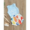 thumbnail image 3 of Liacowi Newborn Baby Boys 2pcs Clothes Outfits Letter Sleeveless Vest Drawstring Shorts Summer Clothes Blue, 3 of 8
