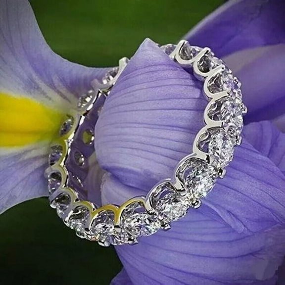 3Ct Round Cut Lab Created Diamond Women'sWedding Full Eternity Band Ring 14K White Gold Plated