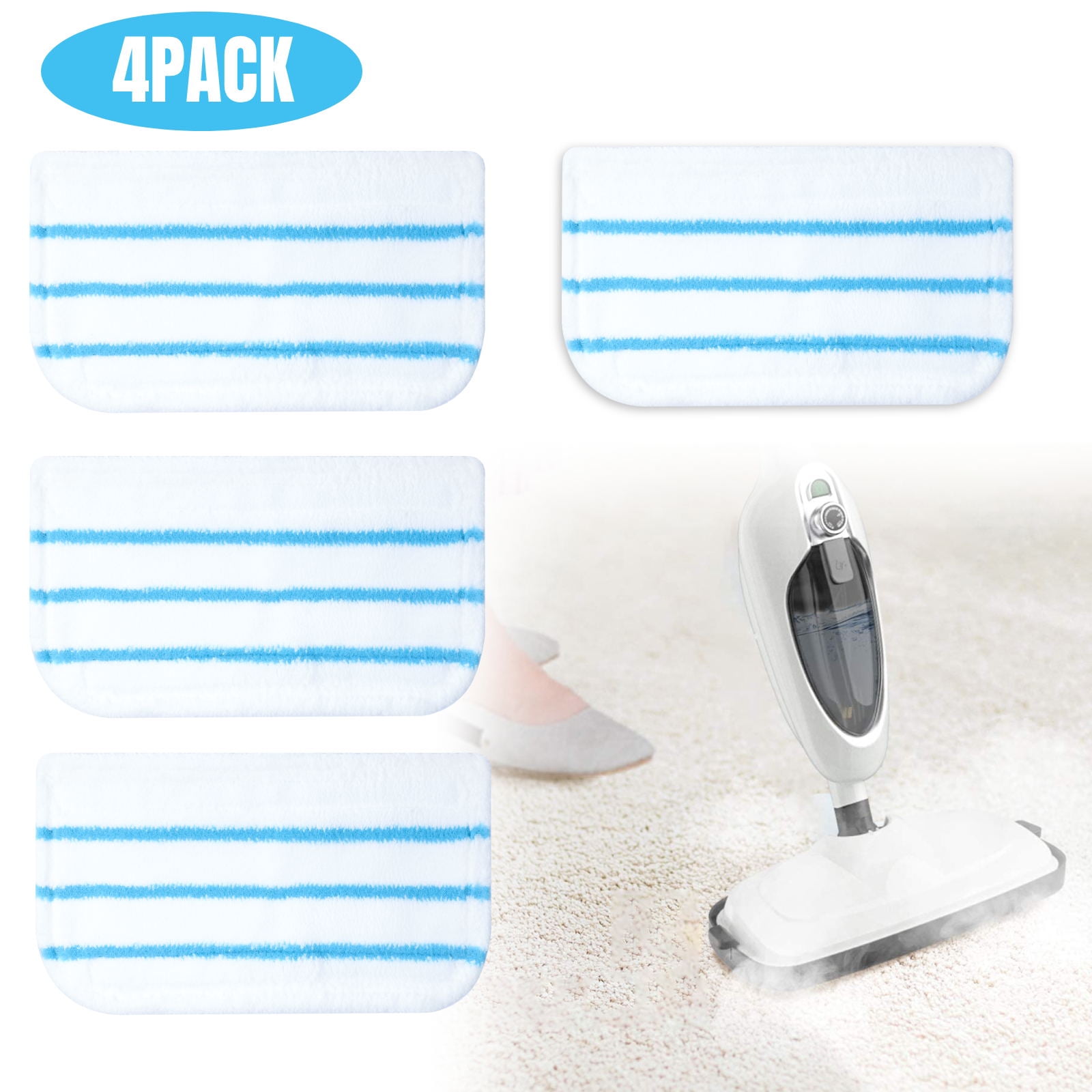 TSV 4 Pack Washable Microfiber Steam Mop Replacement Pads Compatible