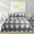 thumbnail image 2 of PiccoCasa 3Pcs All Season Plaid Bedding Comforter Set Queen White Gray, 2 of 7