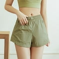 thumbnail image 4 of Sngxgn Womens Casual Comfy Shorts Summer with Pockets Wide Leg Cotton Short(Green,M), 4 of 6