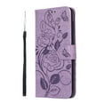 thumbnail image 3 of Case for Samsung A53 5G Wallet Case for Women Card Holder Butterfly Embossed Clover Rose Flower Flip PU Leather Magnetic Phone Cover Kickstand Lanyard for Samsung Galaxy A53 5G, Purple, 3 of 8