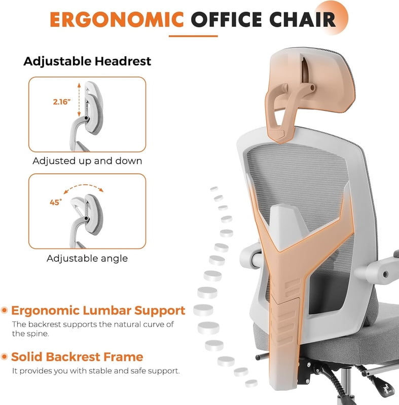 Beddle Desk Chair with Lumbar Support, High-Back Ergonomic Mesh Swivel Rolling Desk Chair for Home Office or Study, Green