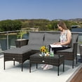 thumbnail image 3 of Costway 3PCS Patio Rattan Furniture Set 3-Seat Sofa Cushioned Table Garden Gray, 3 of 12