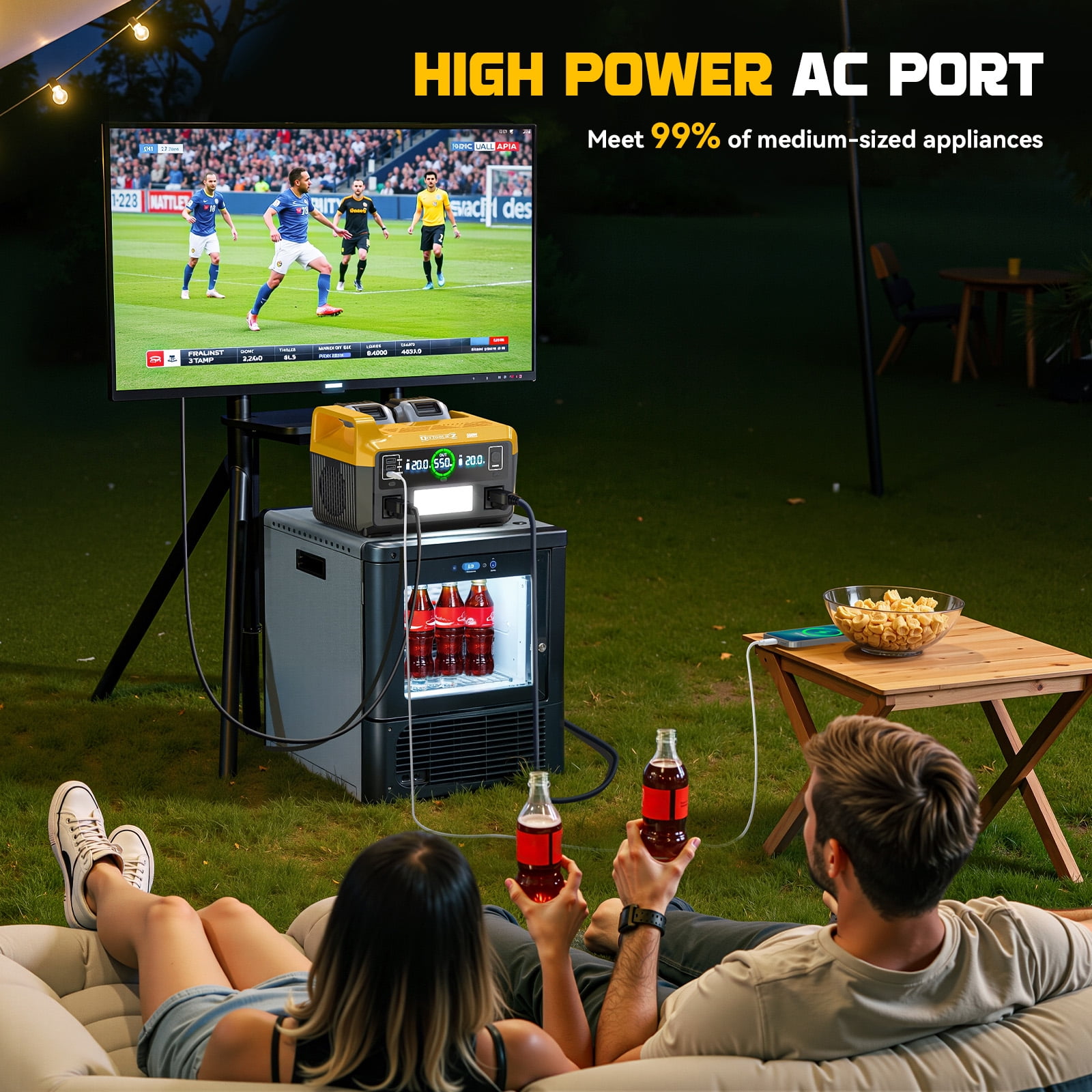 550W Portable Power Inverter Compatible with Dewalt 20V Battery, Power Station DC 20V to AC 110V Pure Sine Wave, Battery Power Adapter 2USB&Type-C, Generator Phone Charger LED Light Camping Emergency