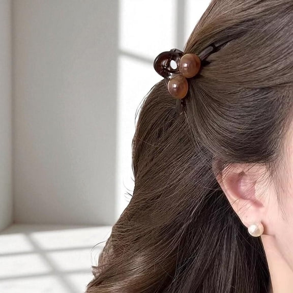 Amber Pearl French Retro Hair Clip for Fine Hair Non Slip Black Womens Bangs