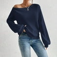 thumbnail image 6 of UAMVSH Off the Shoulder Sweaters for Women Trendy Going Out Party Tops Fall Ribbed Knitted Lantern Long Sleeve Pullover Sweaters(Small,Blue), 6 of 7