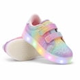 thumbnail image 3 of GYMEPIC Girls Light Up Sneakers Glitter Hook Loop LED Flashing Walking Shoes for Toddler Little Kid School, 3 of 4