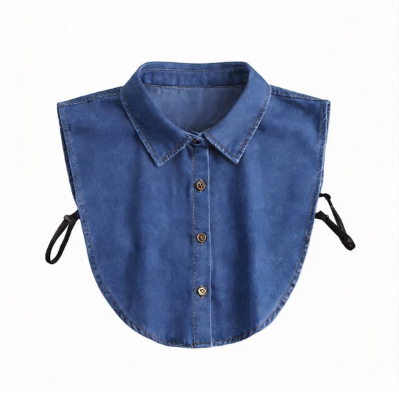 XDIAHBPL Collar Denim False Collar For Sweater Denim Collars Jean Blouses Button Down Dickey Layering Blue
