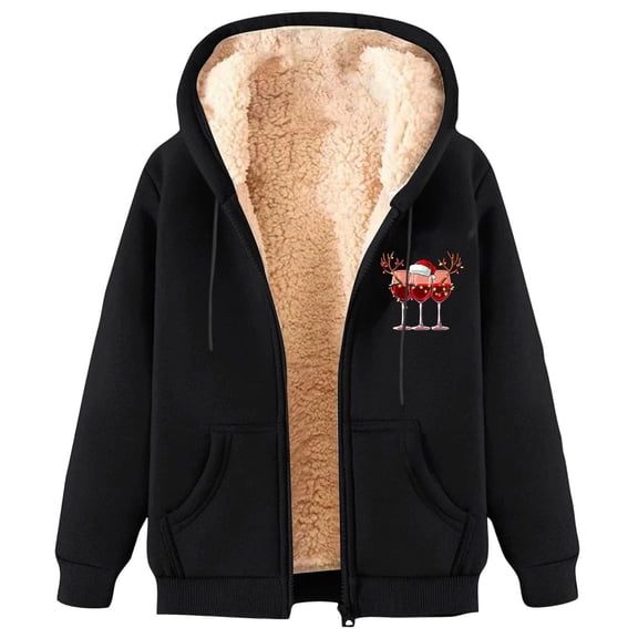 LEBONYARD Women's Trendy Plus Size Zipper Fuzzy Drawstring Hoodie Thicken Fleece Liner Comfy Solid Colored Long Sleeve Casual Loose Warm Jacket Coat