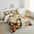thumbnail image 3 of Manfei Wild Butterflies Flower Bedding Comforter Set,Country Floral Twin Comforter Sets,Beige Pink Bedding Set For Kids,Luxury Bedroom Decor Reversible,2pcs, 3 of 8