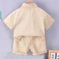 thumbnail image 6 of HBYJLZYG Baby Boys Button-Down Shirt Tops + Cotton Shorts Summer Outfit 2PCS with Pockets Beach Vacation Clothes Set 18-24 Months, 6 of 9