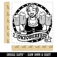 thumbnail image 2 of Oktoberfest German Maiden with Steins of Beer Self-Inking Rubber Stamp Ink Stamper - Blue Ink - Large 1-1/2 Inch, 2 of 7