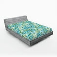 thumbnail image 2 of Ambesonne Garden Scene Fitted Sheet, Peonies and Greenery, King Size, Pale Azure Blue Green, 2 of 5