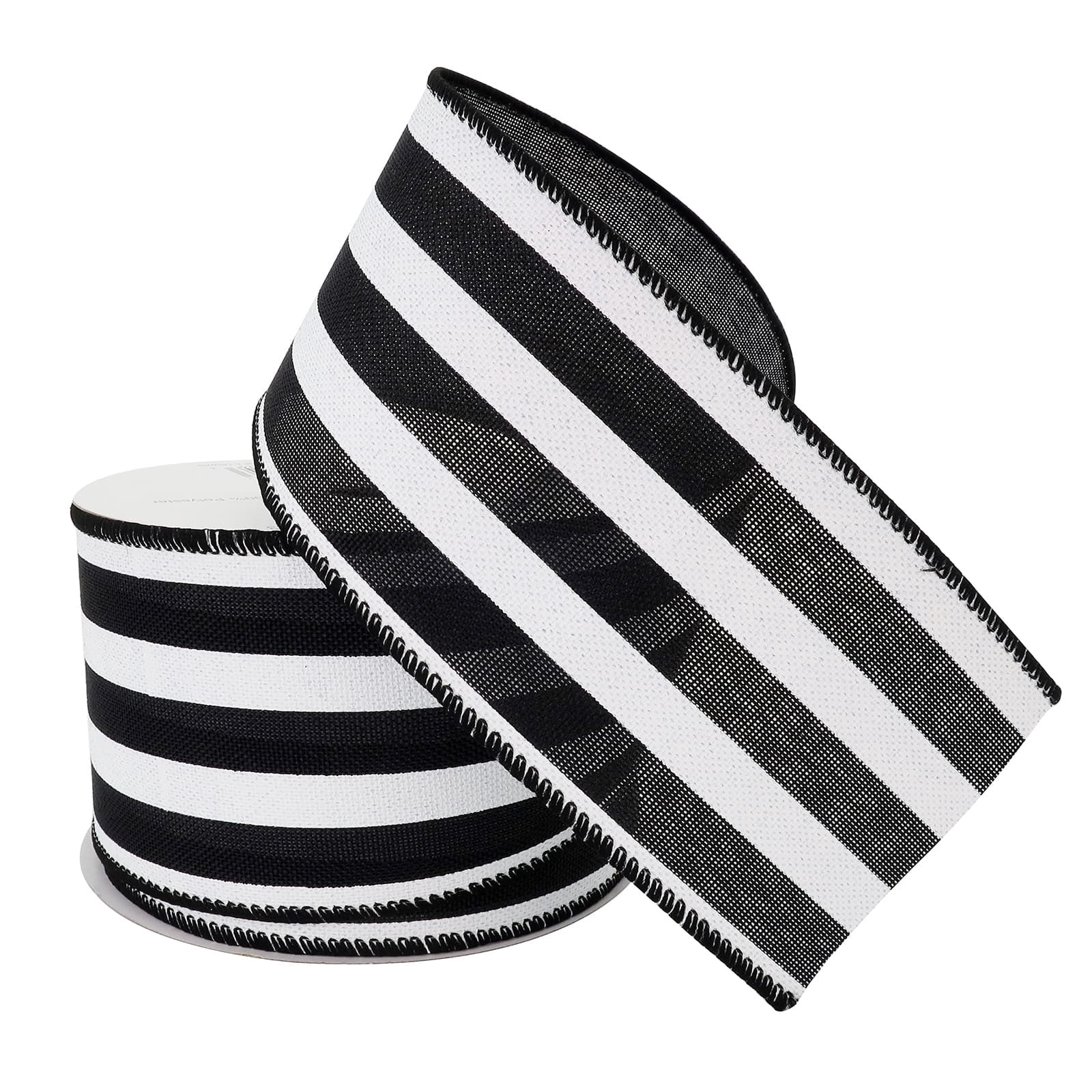 12 Pack: 2.5" x 25ft. Faux Linen Wired Thick Striped Ribbon by Celebrate It Decor