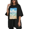 thumbnail image 4 of Plus Size Shirt for Women Black Tops for Women Short Sleeves Shirt for Women Sunny Beach4 T Shirt Crewneck Shirt for Women XS, 4 of 5