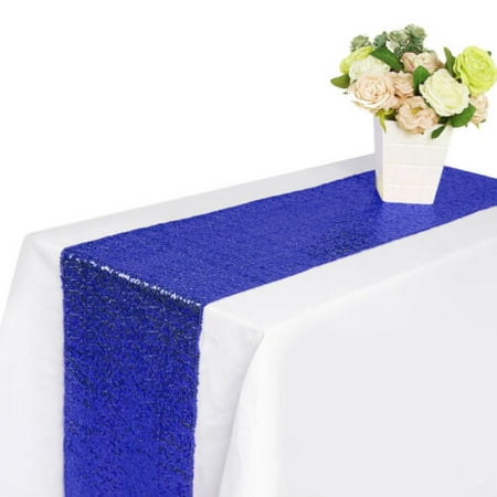 

Lot 5 10 15 Glitz Wedding Sequin Table Runner Cloth 71in 108in for Party Banquet Blue 12 x108 5 Pcs