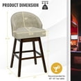 thumbnail image 2 of Gymax Swivel Tufted Bar Height Pub Chairs with Rubber Wood Legs, Beige (Set of 2), 2 of 9