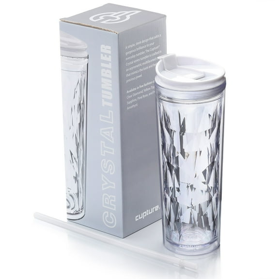 Cupture Crystal Click & Seal Shake Tumbler Cup for Hot or Cold Drinks - 22 oz (Clear Diamond)