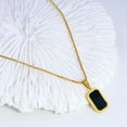 thumbnail image 2 of Black Square Onyx Pendant Necklace Gold Plated Vintage Simple Gemstone Rectangle Geometric Small Lightweight Chain Necklace for Women Men Minimalist Birthday Prom Wedding Party Fashion Jewelry Gifts, 2 of 8