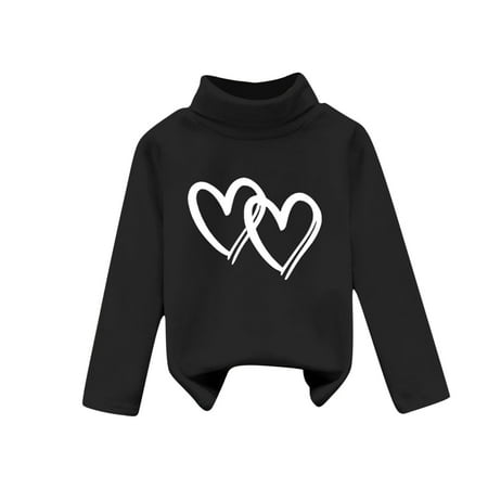 Jamicy Cute Sweatshirts for Girls Clearance Girls Long-Sleeved Thermal Top Mock-Neck Thermal Underwear Soft Fleece Lined Base Layer