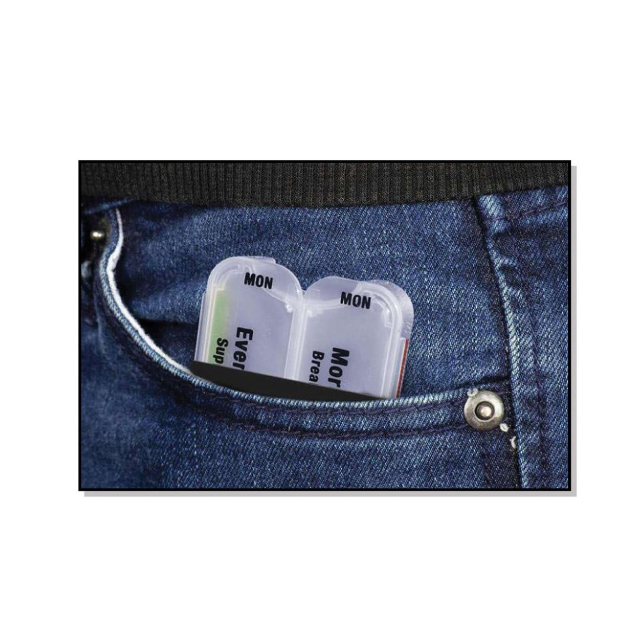 Medcenter Weekly Multidose Pill Organizer - Attaches to Your Cellphone Case, Pill Box for Smartphone