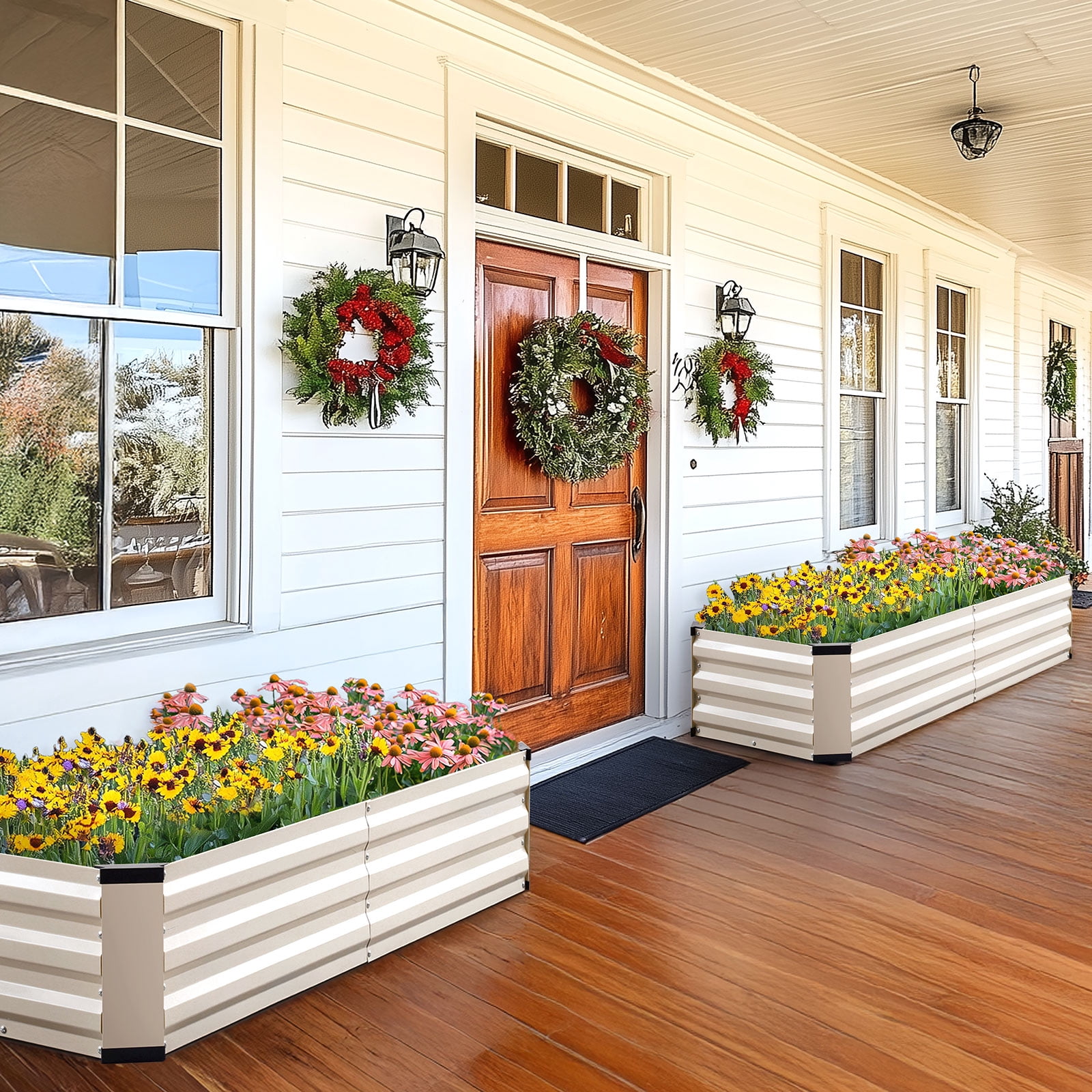 King Bird 6x2x1 ft Galvanized Metal Raised Garden Bed with Bottom Closed - Elevated Planter Box for Indoor, Outdoor, Patio & Balcony Gardening Beige