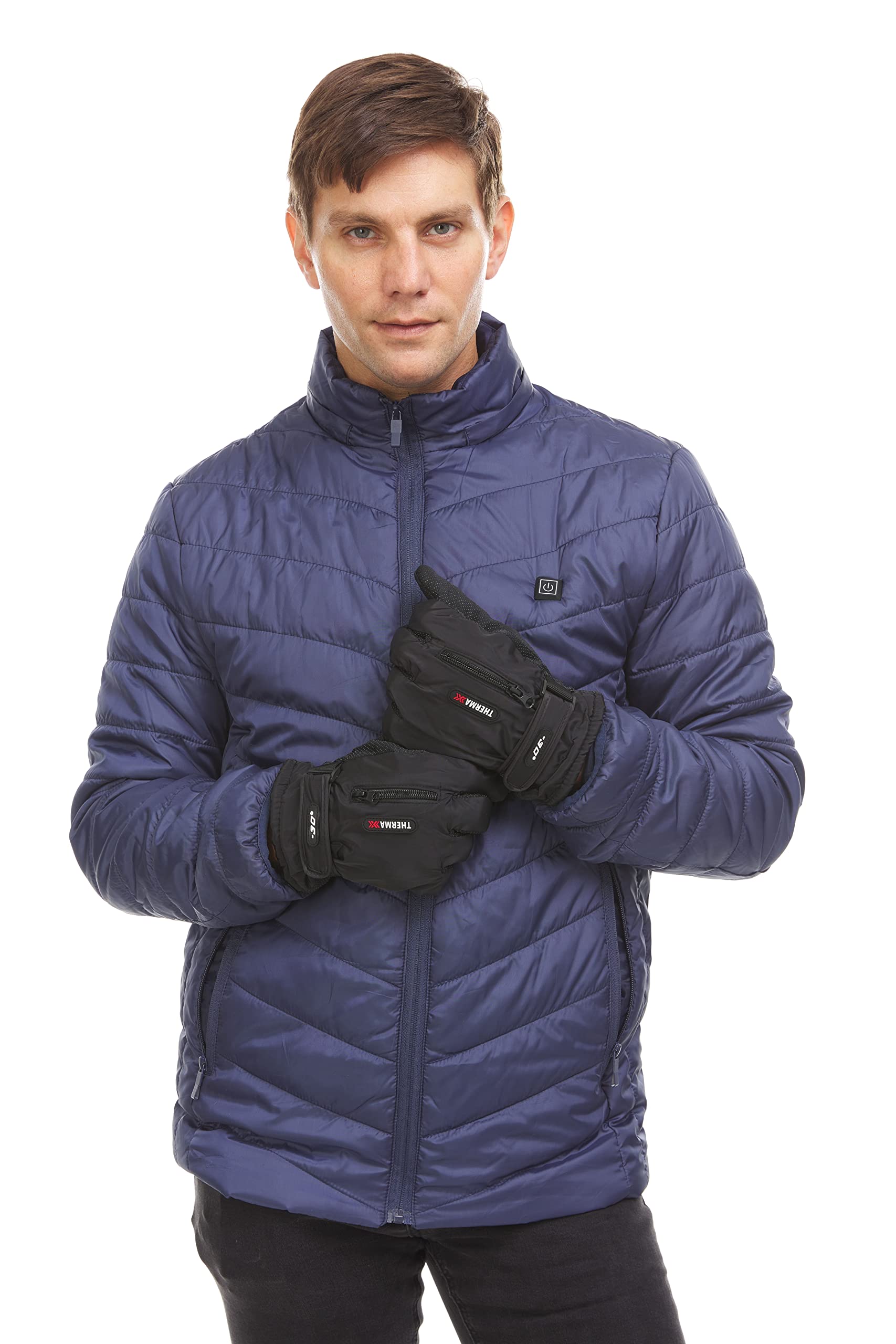 Yacht & Smith 6 Pairs of Mens Winter Fleece Lined Heavy Duty Winter Ski Gloves, Rubber Gripper, Velcro Strap, Bulk