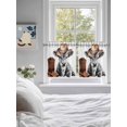 thumbnail image 3 of Western Cow 2 Panel Kitchen Curtains for Small Windows, Grey Checkered Farmhouse Art Bathroom Tier Curtain, Short Window Treatment for Bedroom/Living Room 55"x36", 3 of 6