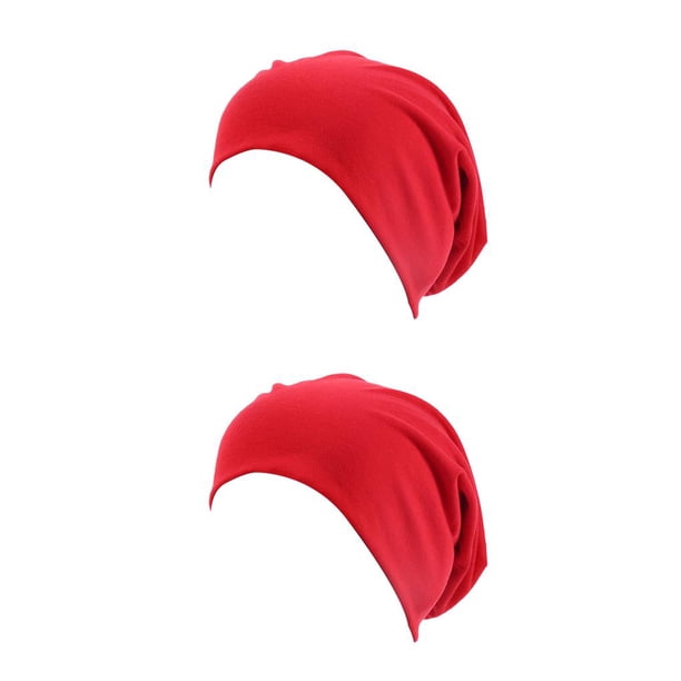 Sonducket Beanie Caps Sombrero de artesanía de punto simple Estilo simple Gorros para adultos Accesorio de ropa con color sólido para Rojo brillante 2piezas