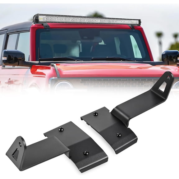 Nilight 2PCS 50” Straight LED Light Bar Mounting Bracket Over-Windshield Mount Kit for 2021 2022 2023 2024 Ford Bronco 2/4 Door Black(1 Pair)