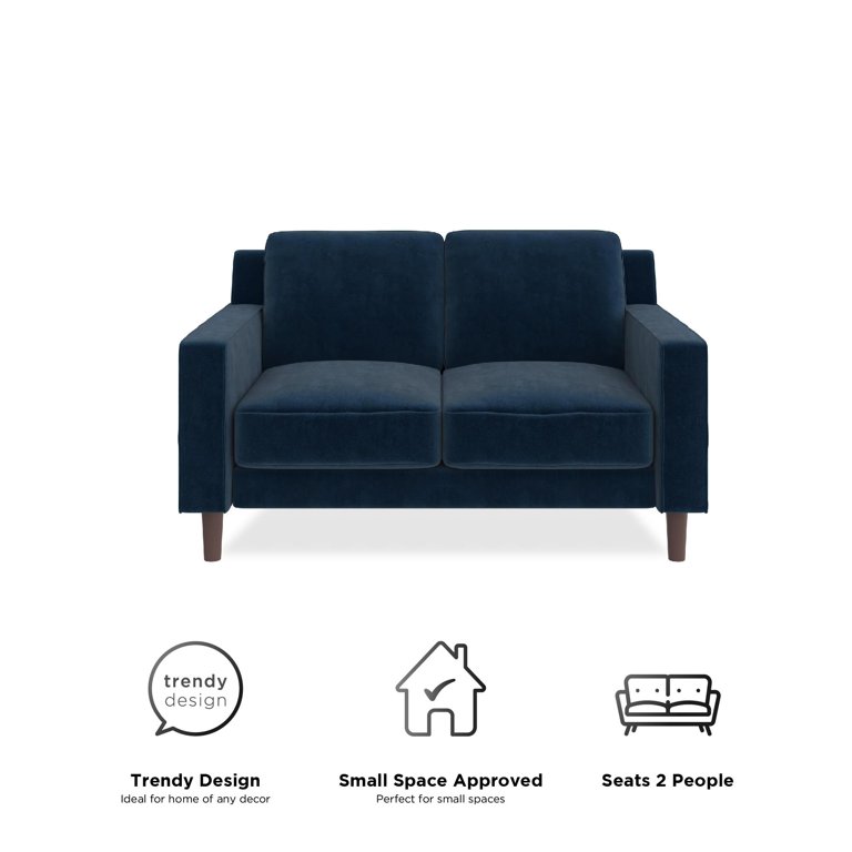 Utopia 4niture Mitz 29.53 in. Blue Velvet Loveseat Sofa with 2-Pillows (2  Seat) HAW588S00023 - The Home Depot