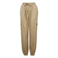thumbnail image 6 of Sngxgn Brand New Women Casual Loose Pants High Waist Trouser Ladies Cargo Pants Pockets Trousers Autumn Wear(Khaki,XL), 6 of 6