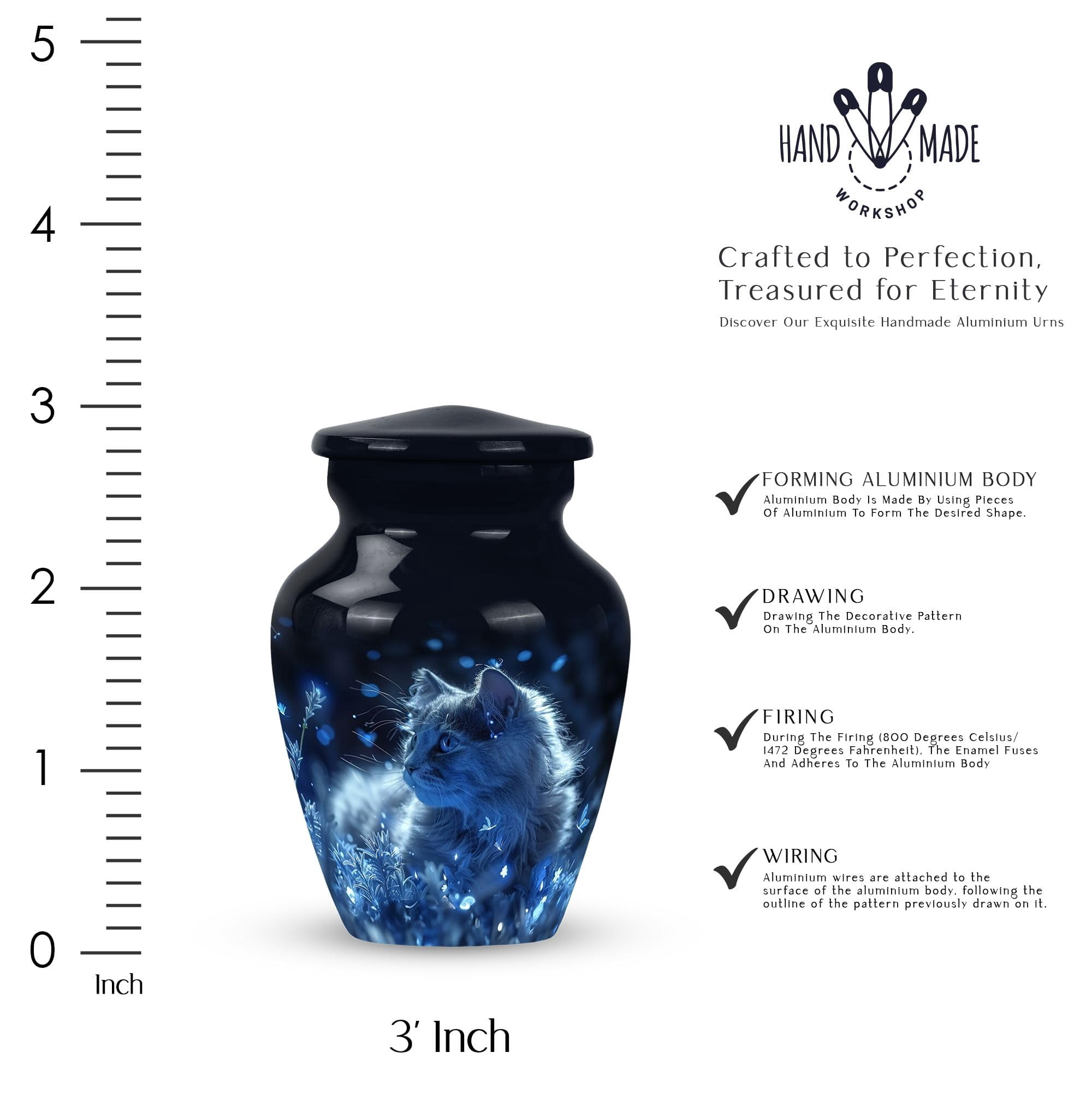 SUBSH Pet Urn Cat Urns for Ashes - Small Cremation Urns for Human Ashes - Funeral Urn Ashes - Human Remain Urns - Human Remains Urn - Burial Urns for Ashes (Size-3inch,1pcs)