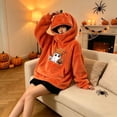 thumbnail image 6 of Halloween Hoodie for Women Funny Pumpkin Mask Long Sleeve Fleece Tops Plus Size Fashion Casual Sweatshirt with Pocket (S, Orange-01), 6 of 6