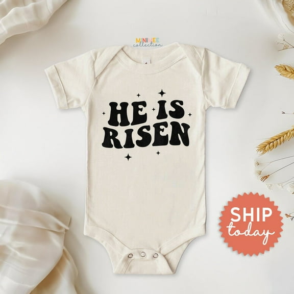 He Is Risen Onesies, Religious Baby Bodysuit, Christian Baby Gift, Newborn Sunday Outfit, Cute Baby Onesie, BABY BODYSUIT LAT 4424