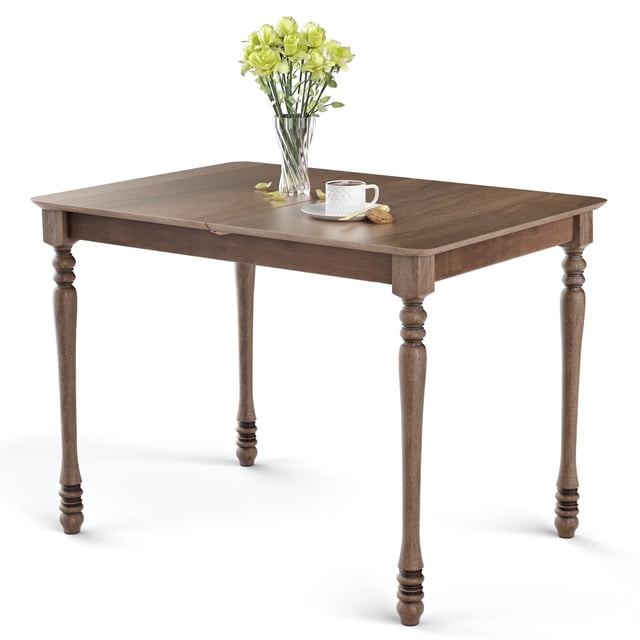 Costway Extension Table de Salle à Manger Table Rectangulaire Feuille de Beurre W/ Structure en Bois Dur