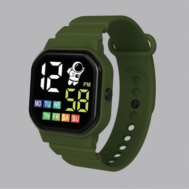 Moda Semana de visualización de relojes deportivos para niños, adecuada para relojes electrónicos al aire libre para estudiantes