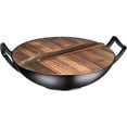 thumbnail image 2 of 2x Multi-Functional Wooden Pot Cover Handle Pan Lid Eco-Friendly Anti-Scalding Wood Baking Pot Lids Cover 36cm & 30cm, 2 of 5