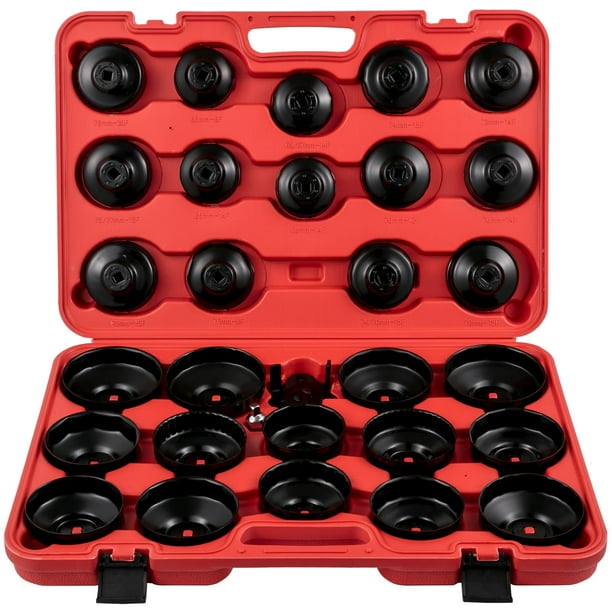 Juego de enchufes para filtros de aceite VEVOR, 30 unidades, acero negro, con llave para 3 atascos