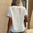 thumbnail image 3 of Top de manga corta con cuello en V para mujer, blusa elegante de encaje informal holgada a la moda para citas, 3 of 5