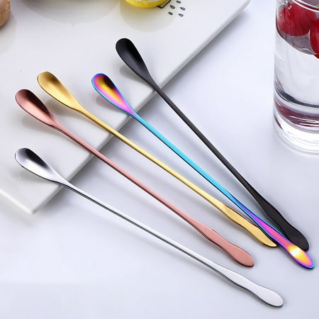 

Hariumiu Kitchen 8 Inch Cocktail Spoon Stirring Bar Mixing Long Spoon Stainless Steel Long Handle Pattern Cocktail Stirrers Spoons