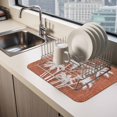 thumbnail image 2 of Palm Tree Dish Drying Mats for Kitchen Counter, Tropical Plant Coastal Summer Burnt Orange Absorbent Coffee Bar Mat with Non-slip Rubber Backed Quick Drying Dish Rack Pad 12"x16", 2 of 9