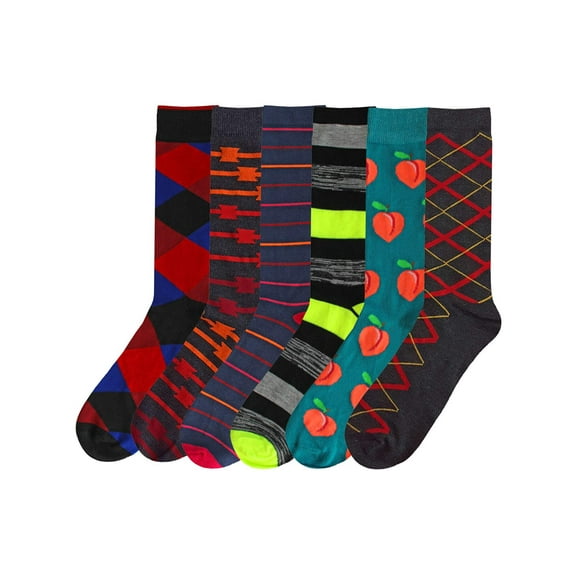 Mens Classic Designs & Fun Food Novelty 6-Pack Dress Socks