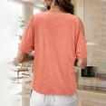 thumbnail image 4 of Under $5.00 Dgankt Shirts for Women Women's New Round-neck Short-sleeved Off-the-shoulder Solid Color Button-down Casual Top on Clearance, 4 of 7