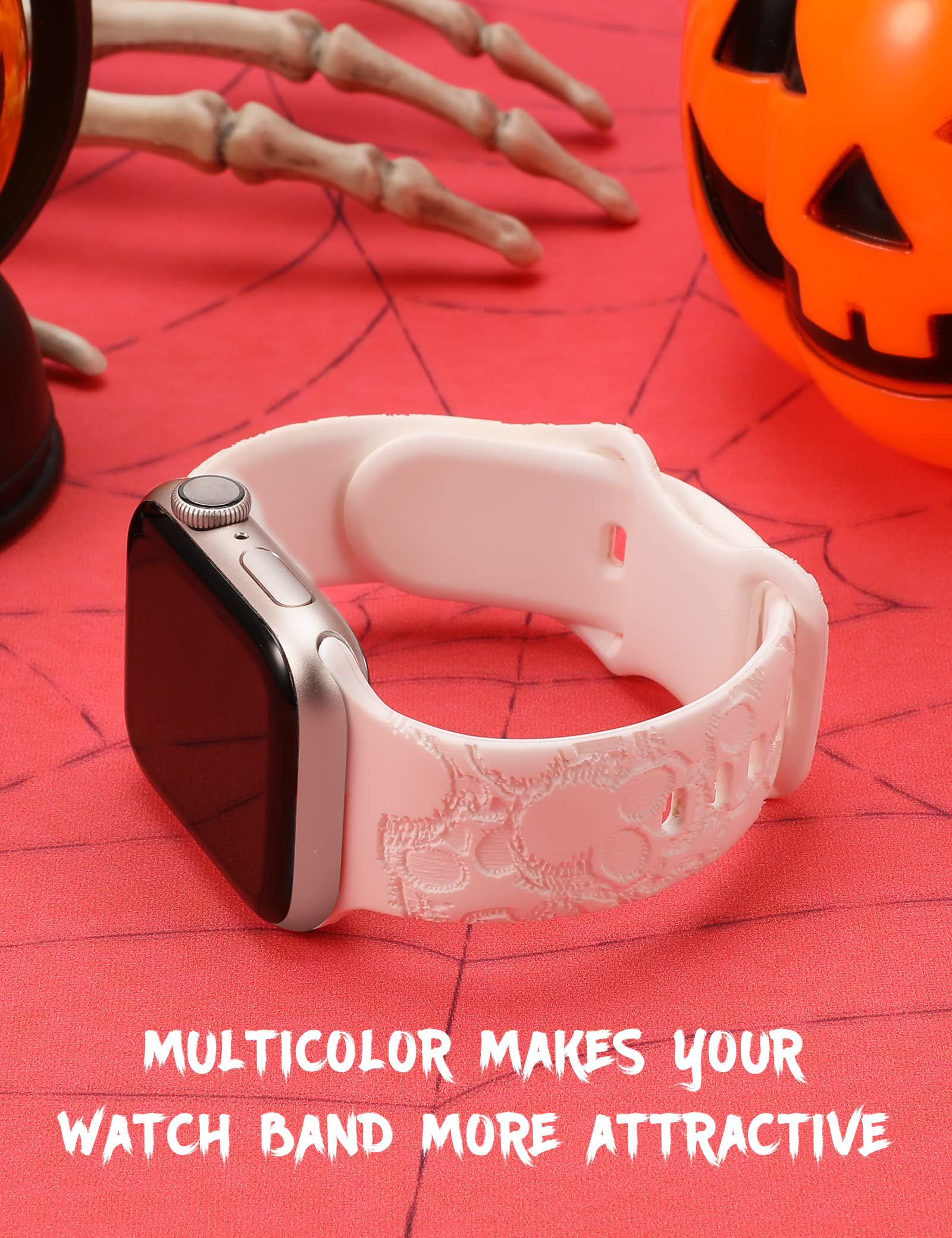  Halloween Skull Engraved Silicone Band Compatible with Apple  Watch Band 41mm/40mm/38mm for Women Men Kids Sport Halloween Cute Fashion  Strap Replacement for iWatch Series 9/8/7/6/5/4/3/2/1/SE Pink : Cell Phones  & Accessories