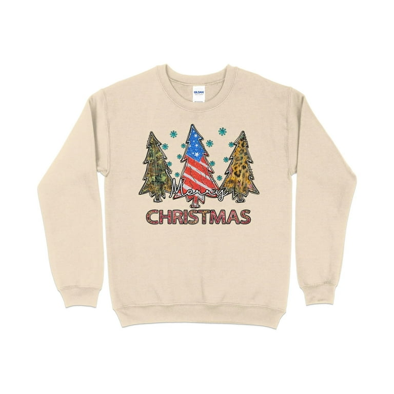 Women s Patriotic Christmas Tree Sweatshirt