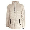 thumbnail image 6 of Fanxing Quarter Zip Fuzzy Pullover for Women Sherpa Fleece Lapel Swetshirts Casual Long Sleeve Thermal Warm Winter Tops with Pocket Beige L, 6 of 6